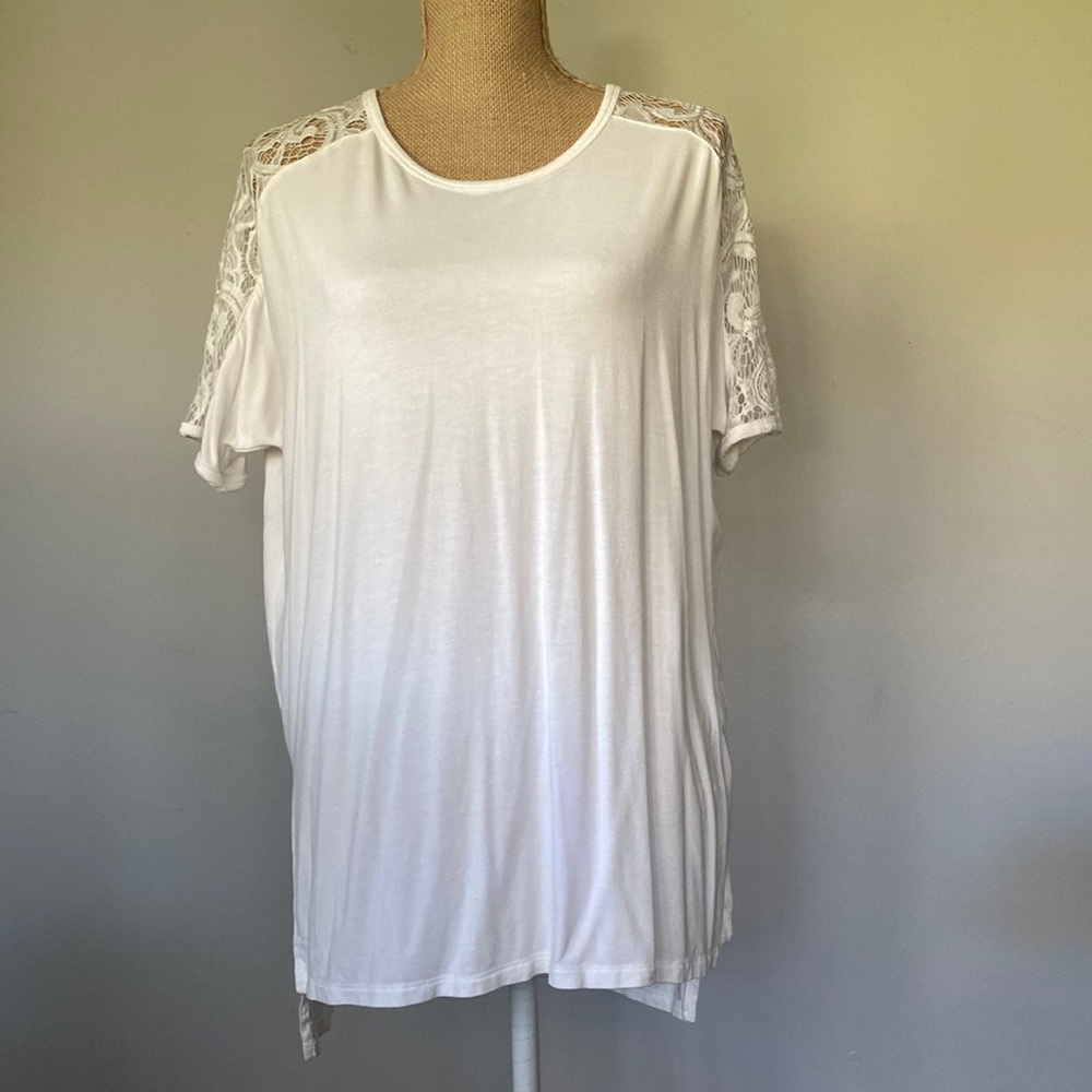 Zenana white lace sleeve top
